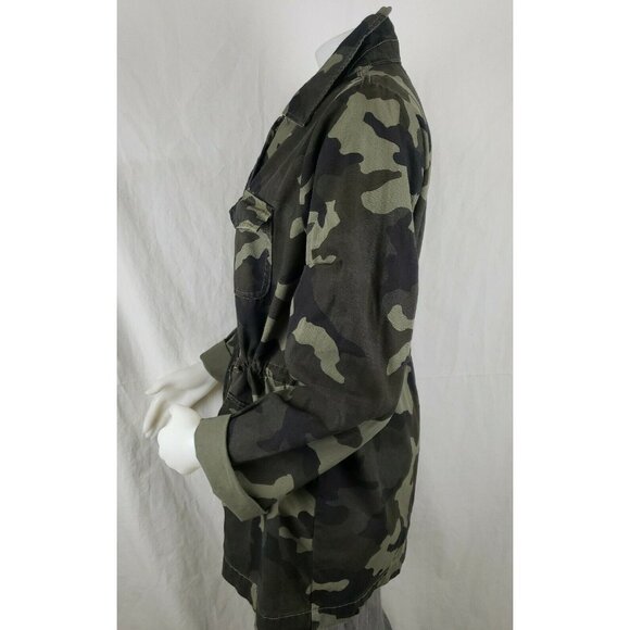 JustFab Anorak Jacket Womens Large Camo Cotton Canvas Unlined Drawstring Waist - Picture 6 of 10